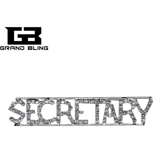 Unique Profession Gift Crystal Brooch Jewelry "Secretary" Word Lapel Pin