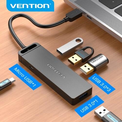Vention USB C 3.1 HUB USB-C to USB 3.0 Switch 4 Port with Micro USB Charging Port for MacBook Pro Huawei Mate 30 OTG Type C HUB