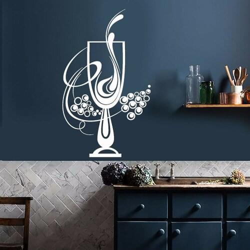 Wineglass Wine Champagne Grape Wall Sticker Kitchen Design Stickers Dining Room Vinyl Decal Mural Removable Pantry Decor P762