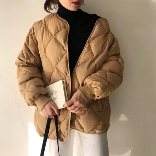 2020 New High Quality Office Fashion Casual Winter Windbreaker Coat Women Warm Loose Cotton Coats Long Sleeve Short Outerwear