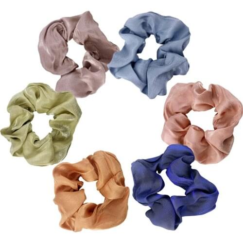 Women Lovely Satin Scrunchie Elastic Hair Bands Bright Color Hair Scrunchies Girls Hair Tie Accessories Ponytail Holder