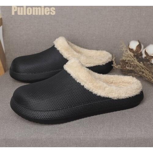Wintes Men Shoes Quick Dry Clogs Casual Garden Shoes Warm Plush Sandals Couple Antiskid Home Flip Flops Slippers for Women