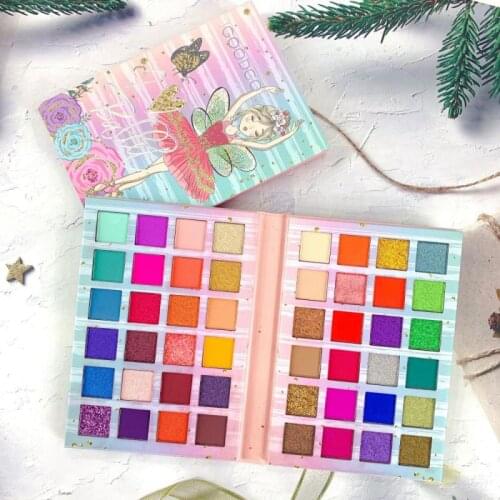 1pc 35/48 Colors Fairy Pattern&Colorful City Pearly Matte Sequin Large Multi-color Portable Waterproof Soft Eyeshadow Palette