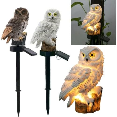 2pcs White/Brown Owl Solar Light With Solar LED Panel Fake Owl Waterproof Outdoor Solar Powered Led Path Lawn Yard Garden Lamps