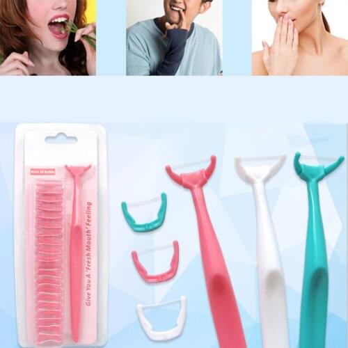 20pcs Replaceable Dental Toothpicks Floss Head +1pc Handle Dental Floss Head Care Tooth Clean Oral Care
