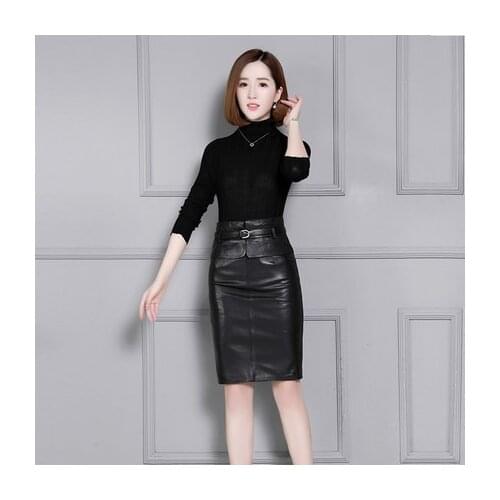 2018 New Fashion Genuine Sheep Leather Skirt K17