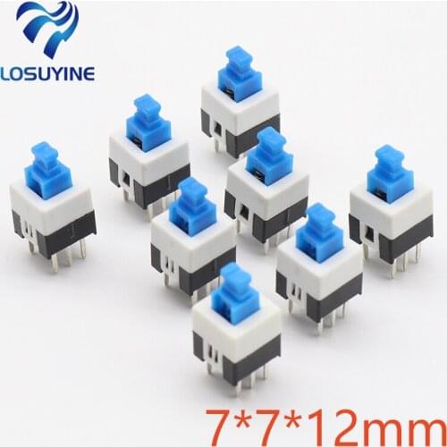 30pcs/lot Square 7x7x12mm 6 Pin DPDT Mini Push Button Self-locking Switch G64 Multimeter Switch Free Shipping