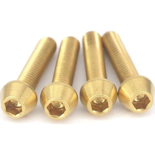 4 PCS M4x20mm Golden GR5 Titanium Cone head Bolts For Bike Rear Derailleur