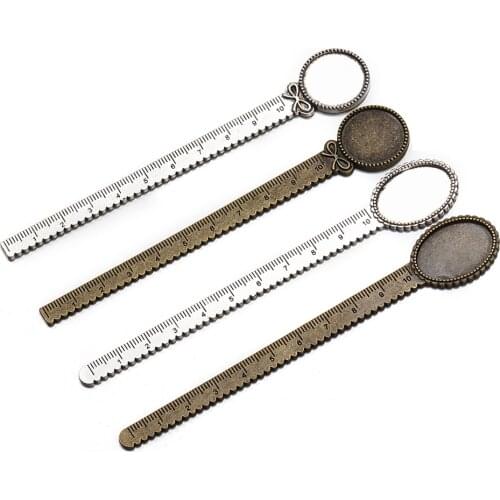 MINGXUAN 5pcs/lot Antique Vintage Style Handmade Ruler Bookmark Cabochon Base Bookmark Setting for 20mm/18x25mm DIY Bookmarks