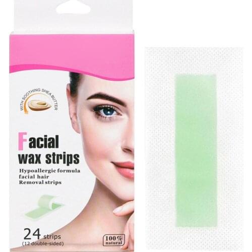 50% Hot Sale 24Pcs Hair Removal Wax Strips Waxing Wipe Sticker for Face Leg Lip Eyebrow