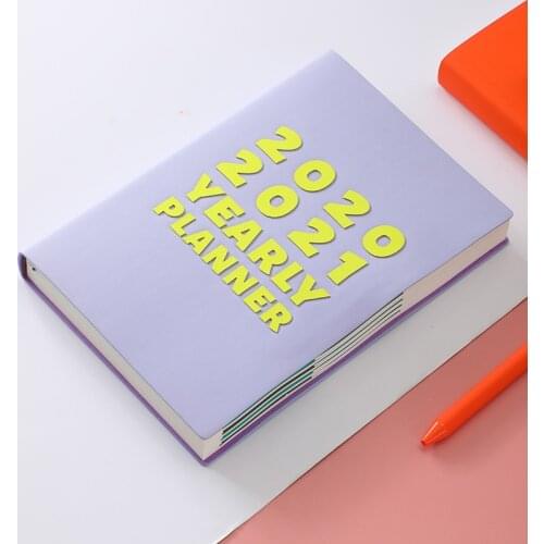 A5 Thicken Soft Leather Agenda 2021 Planner Notebook 208sheets Daily Weekly Monthly Planner Notebook Journal Notepad Stationery