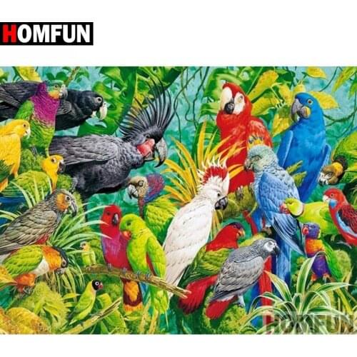 HOMFUN Full Square/Round Drill 5D DIY Diamond Painting "Animal parrot" 3D Diamond Embroidery Cross Stitch Home Decor A19779