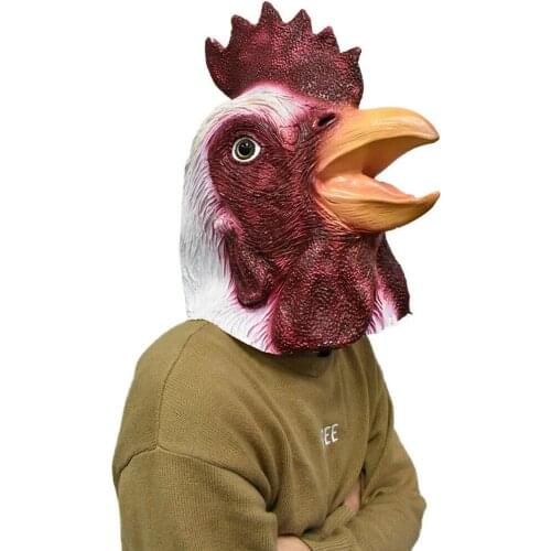 Anime Chicken Mask Halloween Novelty Costume Cosplay Party Latex Animal Head Mask Rooster Cosplay Prop