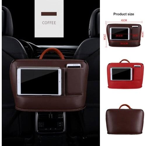 Car PU Leather Pocket Handbag Holder Organizer Seat Side Storage Mesh Bag For Packaging Car Organizer Storage Bag Accessory