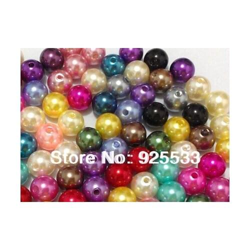 Free Shipping 300pcs/lot 10mm Mix color Round Acrylic Faux Pearl Loose Beads fit bracelet & necklace DIY Fashion Jewelry Making