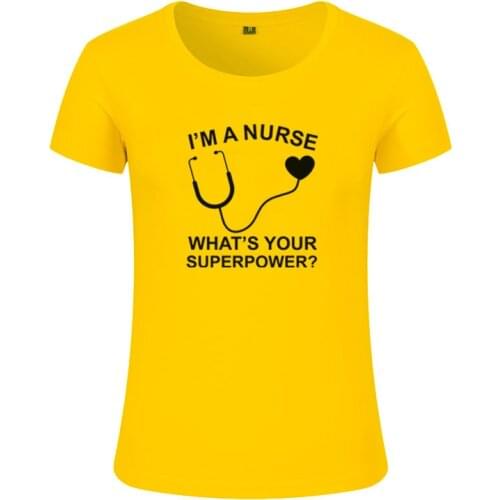 New I'm A Nurse What is Your Superpower T Shirt Women Short Sleeve O-Neck Cotton Doctor Medical T-shirts