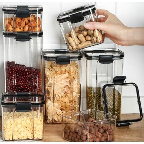 Sealed Jar Transparent Plastic Household Kitchen Spice Food Grade Nut Tea storage Jar Grain And Miscellaneous grain Storage Box