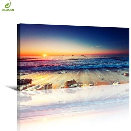 JHLJIAJUN Modern Sunset Beach Seascape Canvas Paintings Marine Seascape Natural Picture Home Decor Wall Art For Living Room