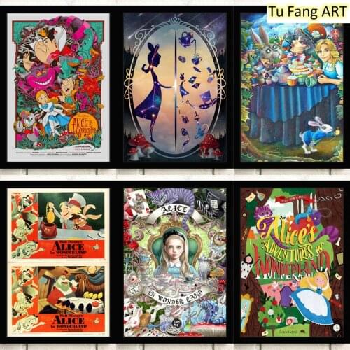 Canvas Painting Alice In Wonderland Disney Anime Poster Wall Art Prints Posters Room Decor Pictures for Bedroom Home Decoration