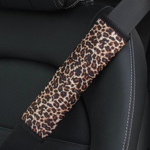 Cool Seat Belt Cover Leopard Cow Print Personalized Skull Punk Diving Fabric Comfortable Seat Belt Decor Shoulder Strap Car Auto