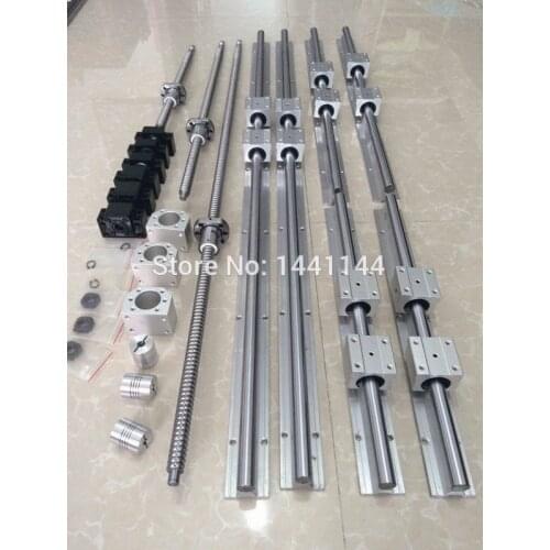 EU RU SBR 16 linear guide Rail 6 set SBR16 - 300/700/1100mm + ballscrew set SFU1605 - 350/750/1150mm + BK/BF12 CNC parts