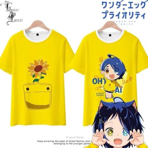 Cute Wonder Egg Priority Ai Printing T-shirt Summer Fashion Round Neck Short Sleeve Popular Japanese Anime Streetwear Plus Size