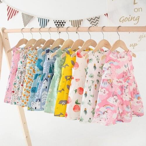 Fashion printing Girls Dress Infant Baby Girls Summer sleeveless Dresses Kids Girl cotton Casual Dress Clothes