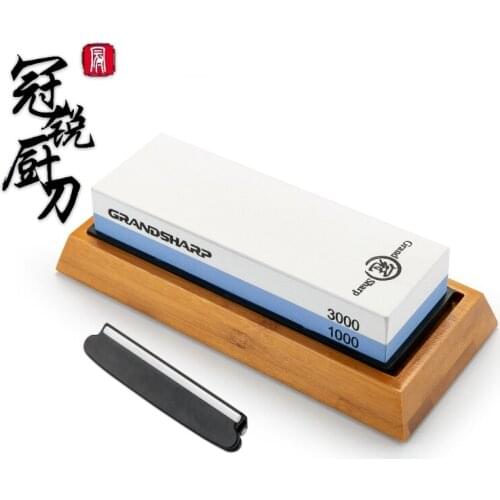 NEW 2019 Premium Whetstone Knife Sharpening Stone 2 Side Grit 1000/3000 Water stone Non slip Bamboo Base Angle Guide Holder