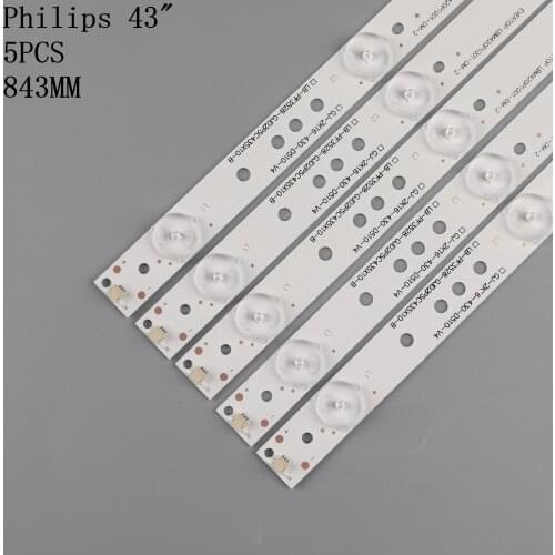New 5 PCS/set 10LED(3V) 842.5mm LED backlight strip for 43PUK4900 43OUH6101 43PFT4131 GJ-2K15-430-D510-17.8MM-V4 43PUT4900