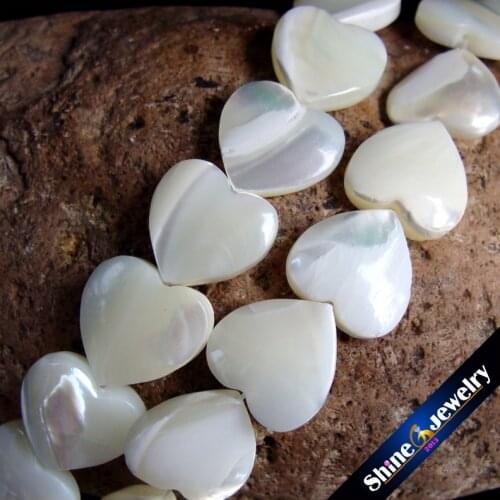 Wholesale 12mm Natural Mother of Pearl Shell White Hand grind Heart Shape Loose Beads Strand 15" Jewelery Making Free shipping