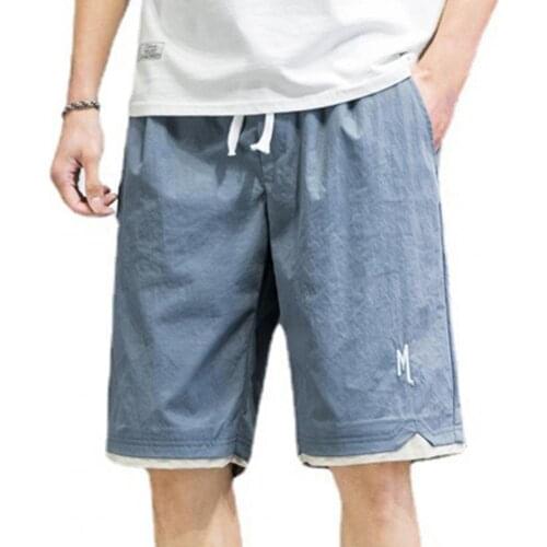 Men Shorts Fashion Fake Two Piece Men Shorts Knee Length Loose Wide Leg Straight Sweat Shorts Wide Leg Straight Sweat Shorts Men