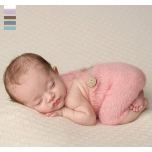 Newborn Infant Baby Knit Button Suspender Trousers Photo Romper Costume Prop Newborn Photography Props Baby Shower Gifts