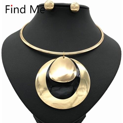 Find Me 2020 Fashion Long Chain Big Circle Collar Choker Necklace Pendants Vintage Statement Necklace Women Jewelry Wholesale