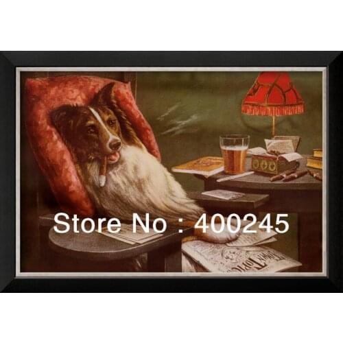 Animal oil painting dogs Modern art Home Deco A Bachelors Dog by Cassius Marcellus Coolidge Handpainted High quality free ship