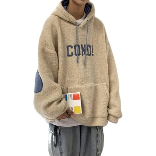 Winter New Fashion Hooded Jacket Printing 4-color Harbor Style Black Mens Lamb Hair With Thickened Warm Clothes Free Shipping