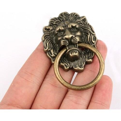 1PCS 67*43mm European style lion head ring bronze handle ring drawer handle ring single hole pull ring cabinet door
