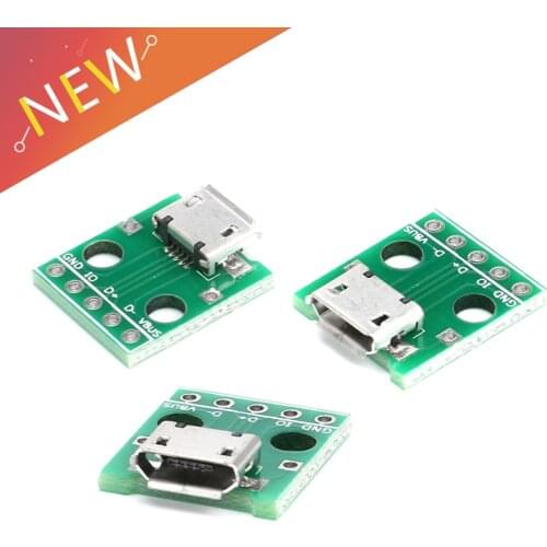 10pcs MICRO USB To DIP Adapter 5pin Female Connector B Type PCB Converter Breadboard USB-01 Switch Board SMT Mother Seat