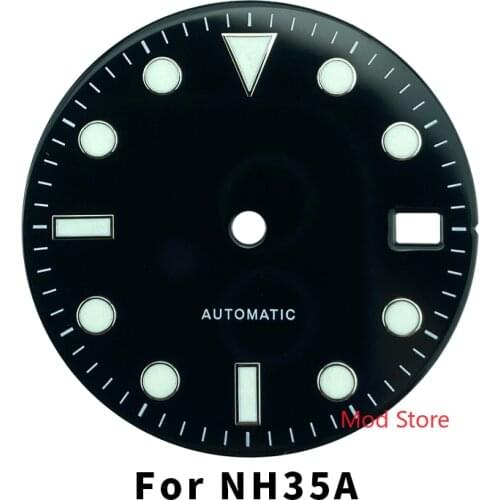 28.5mm High Quality Black Sterile Enamel Dial Copper Part SKX Mod SUB Style Watch Fit NH35A Mov't Super Blue Luminous Markers