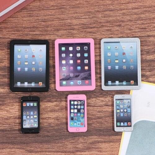 3Pcs/set 1/12 Scale Dollhouse Miniature Mobile Phone Tablet Computer for Dolls