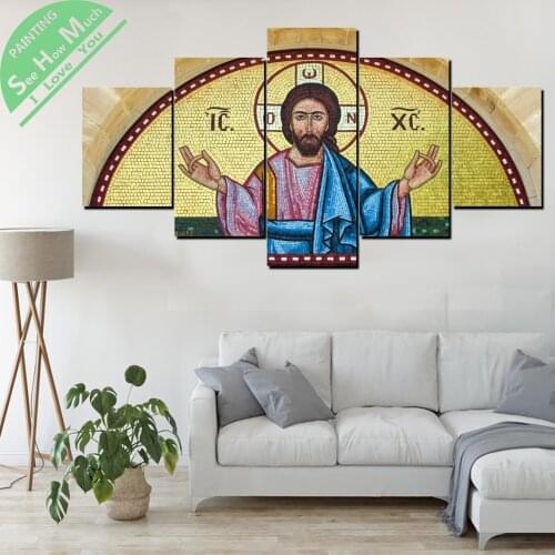 5 Piece Religion Church Buddha Modern Print Canvas Painting Art Print Poster Picture Wall art for Living Room Art poster Decor