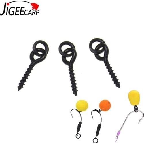 50pcs Carp Fishing Boilie Screw with Ring Bait Sting Pop ups Spike Tool D-Rig Ronnie Rig Chod Rig Accessories Bait Holder Screw