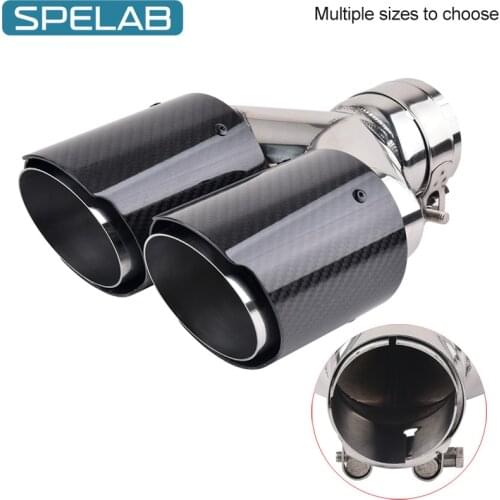 Car Carbon Fiber Glossy Muffler Tip Y Shape Double Exit Exhaust Pipe Muffler for BMW BENZ AUDI Stainless Steel Tail Pipe