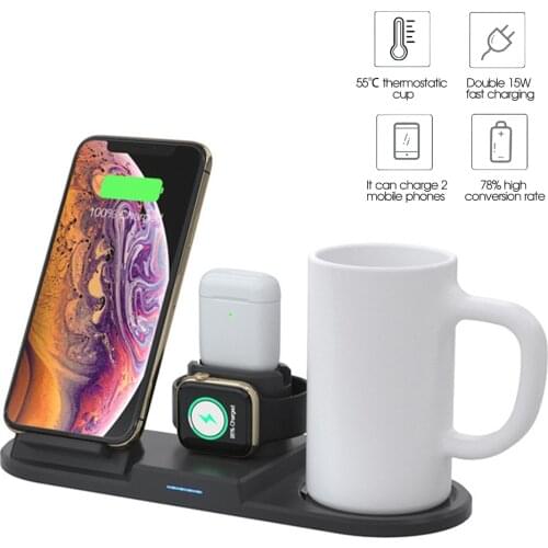 Wireless Charger 15W Fast Charging with Intelligent Thermostat Cup Fast Charger Multifunction for Airpods iPhones Watch