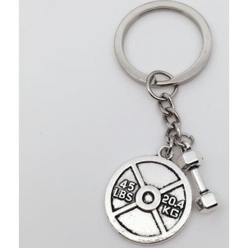45lbs WEIGHT & Dumbbell Charm Keychain * Fitness Crossfit Bodybuilding Gym