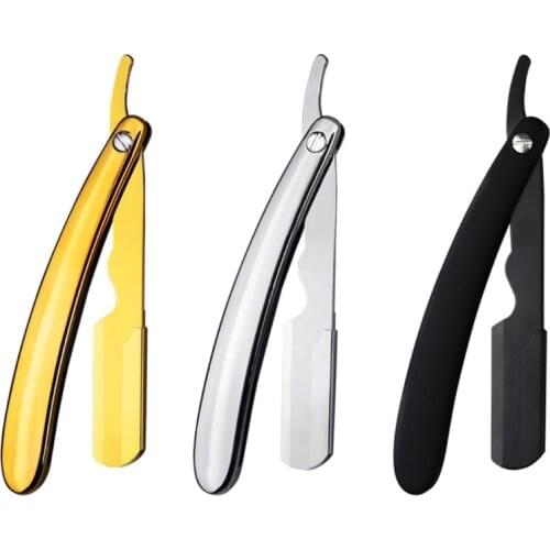 Stainless Steel Straight Edge Razor Barber Manual Beard Shaver Folding Shaving Razor Barber Shaver Tool