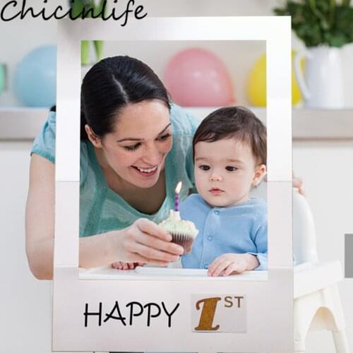 Chicinlife 1Pcs Happy 1st Photo Booth Frame Props Birthday Party Decor Baby Shower Boy Girl 1st Birthday Anniversary Supplies