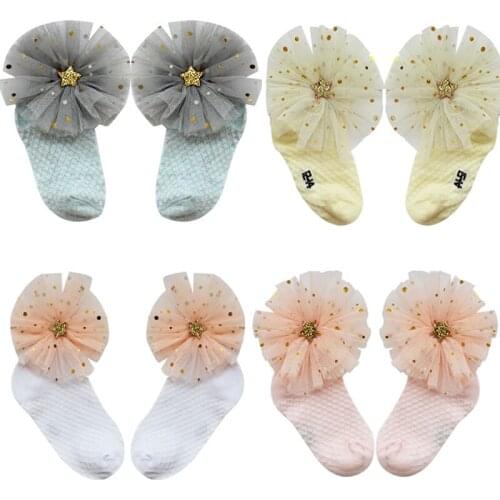 Kids Girls Summer Thin Socks Big Bow Party Gift Flowear lace Princess Socks Baby Girl Mesh Lady Anti-Mosquito Thin Socks