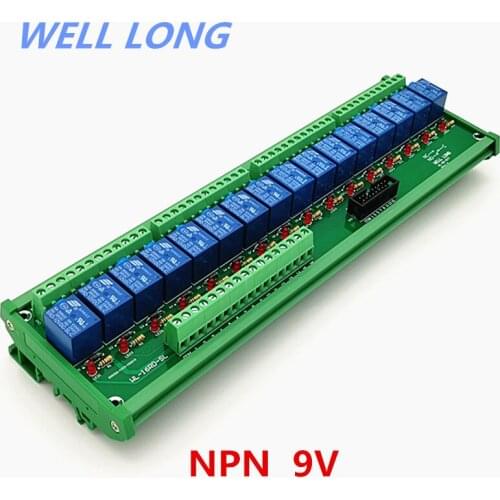 DIN Rail Mount 16 Channel NPN Type 9V 10A Power Relay Interface Module,SONGLE SRD-9VDC-SL-C Relay