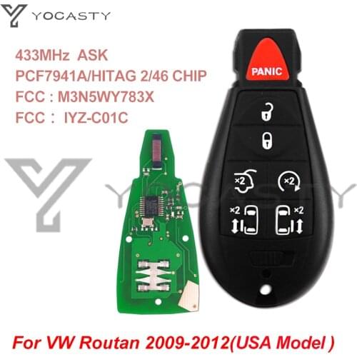 YOCASTY IYZ-C01C M3N5WY783X 7 Buttons 433MHz ID46 Non Prox Fobik Remote Car Key For 2009 2010 2011 2012 VW Vlokswagen Routan