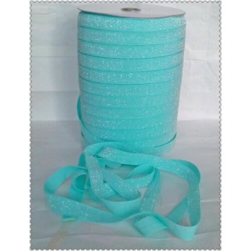 Stretch Metallic Velvet Ribbon Aqua Sparkle Ribbon 5/8" Elastic Glitter Velvet Ribbon